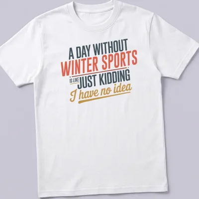 Bold text on winter sports with colorful typography in red, orange, and blue.