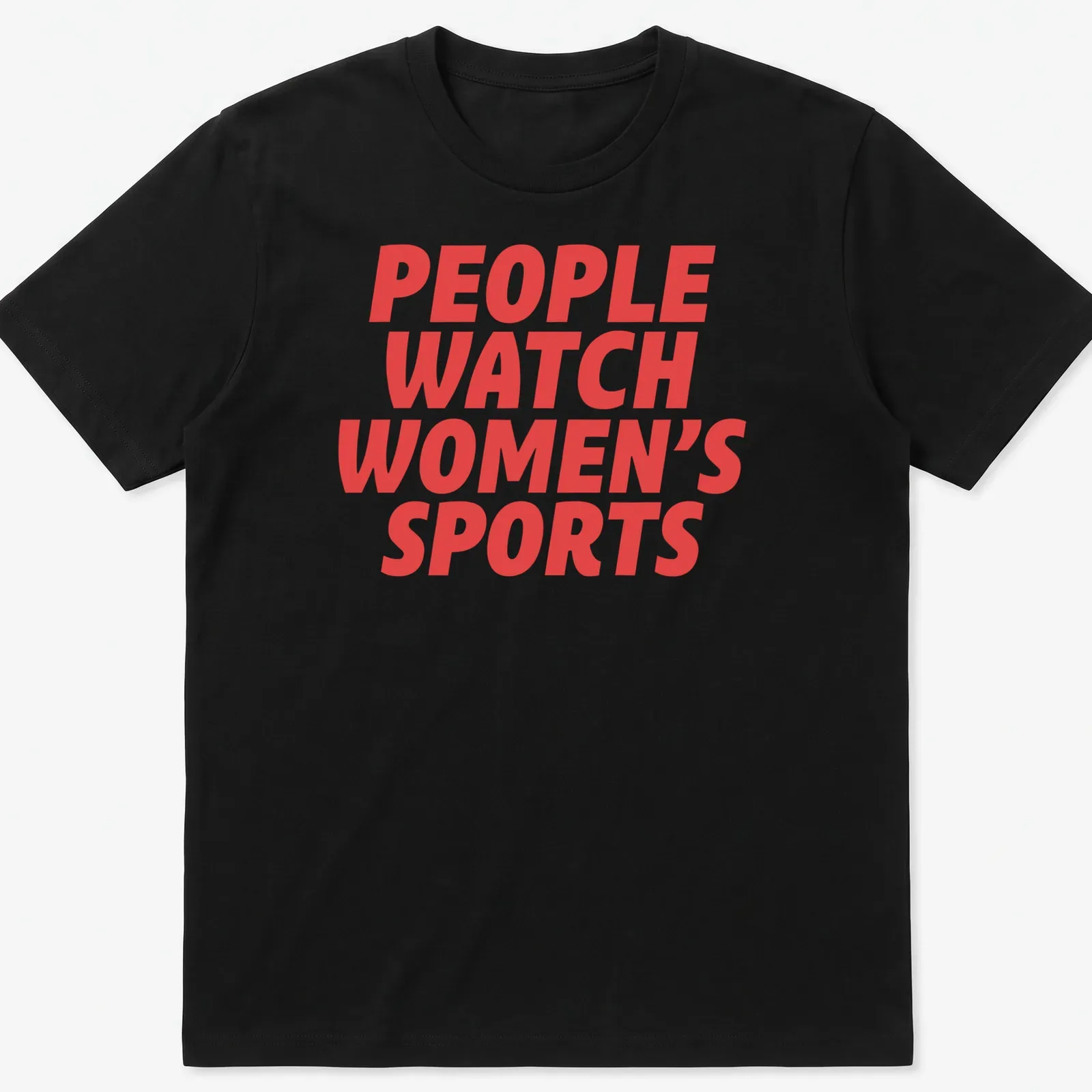 Bold typography t-shirt promoting women's sports with red lettering — printed on a unisex t-shirt