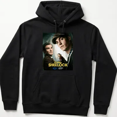 Illustration of Sherlock Holmes with bold colors and modern cinematic style — printed on a unisex hoodie
