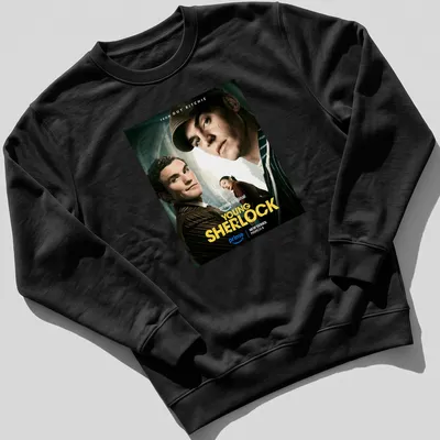 Illustration of Sherlock Holmes with bold colors and modern cinematic style — printed on a unisex sweatshirt